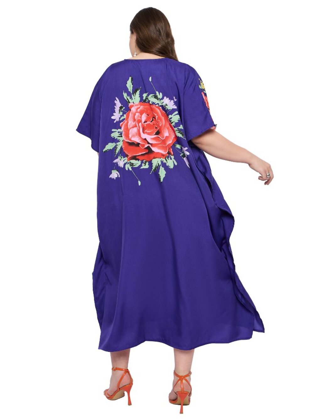 Gypsie Blu Women Floral Printed Caftan Dress Plus Size Maxi Moo Moos Dresses - Picture 5 of 7